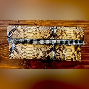 Beautiful Handmade Python and Crystal Clutch